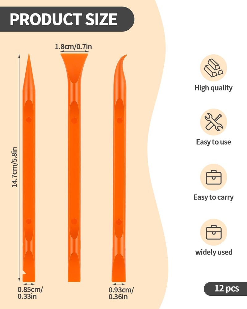OXDFK 12 PCS Carbon Fiber Plastic Scrapers Tool, Non-Scratch Scraper Tool for Tight Spaces, Multi-Purpose Label Scraper Pen-Shaped, for Car Cleaning Supplies, Kitchen, Crevices, Stains (Orange) - Image 2